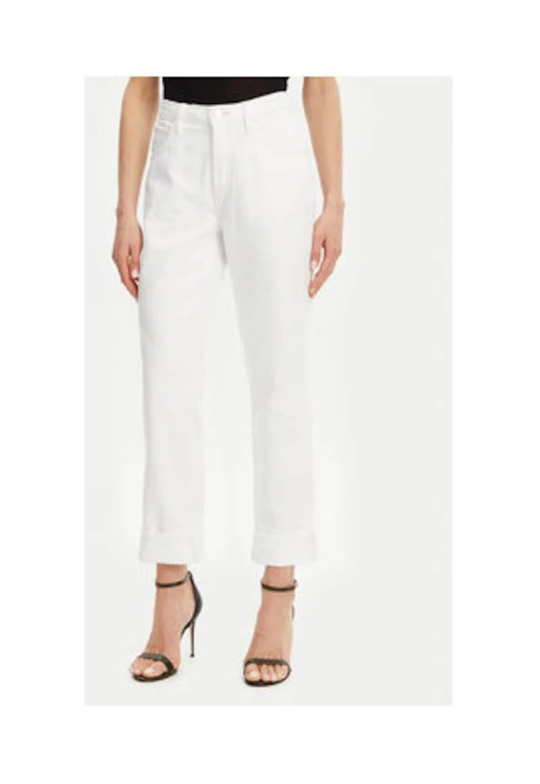 Blugi mom fit crop cu talie inalta