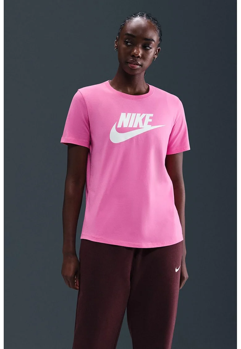 Tricou cu imprimeu logo Essentials, Alb/Roz deschis