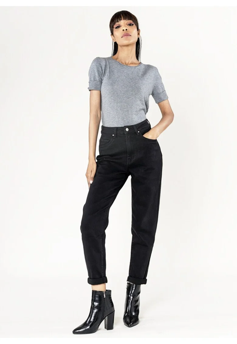 Blugi dama Mom Fit  Negru P502-8 M10 18023, Albastru inchis