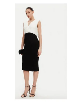 Rochie combi DD4KWD80, 100% poliester, Alb/Negru