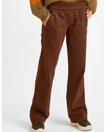 Pantaloni din bumbac cu croiala dreapta, Maro inchis