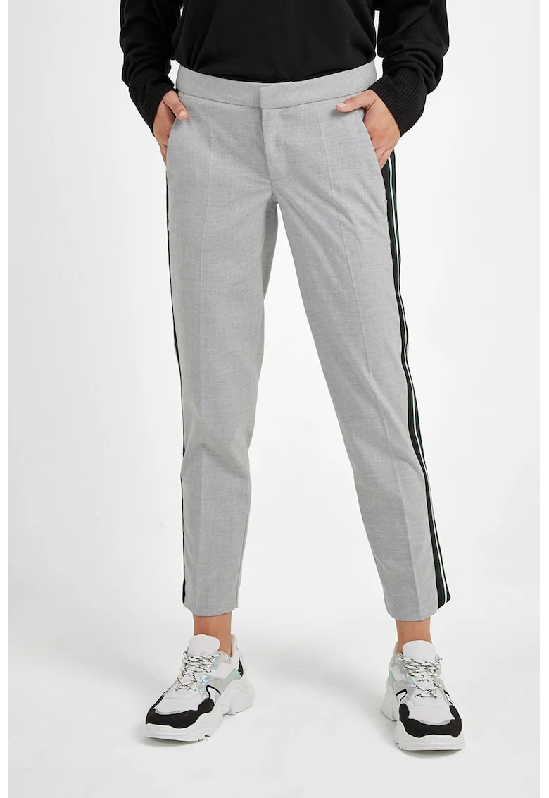 Pantaloni crop cu croiala conica, Gri deschis