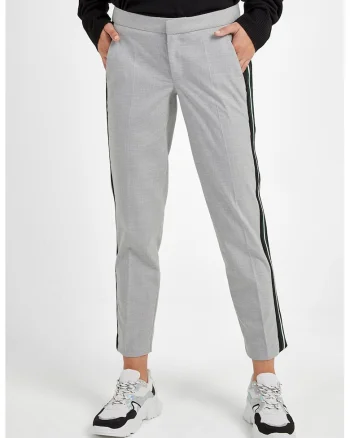 Pantaloni crop cu croiala conica, Gri deschis