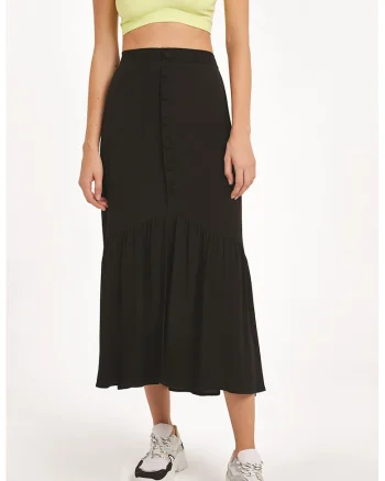 Fusta midi cu croiala in A, Negru