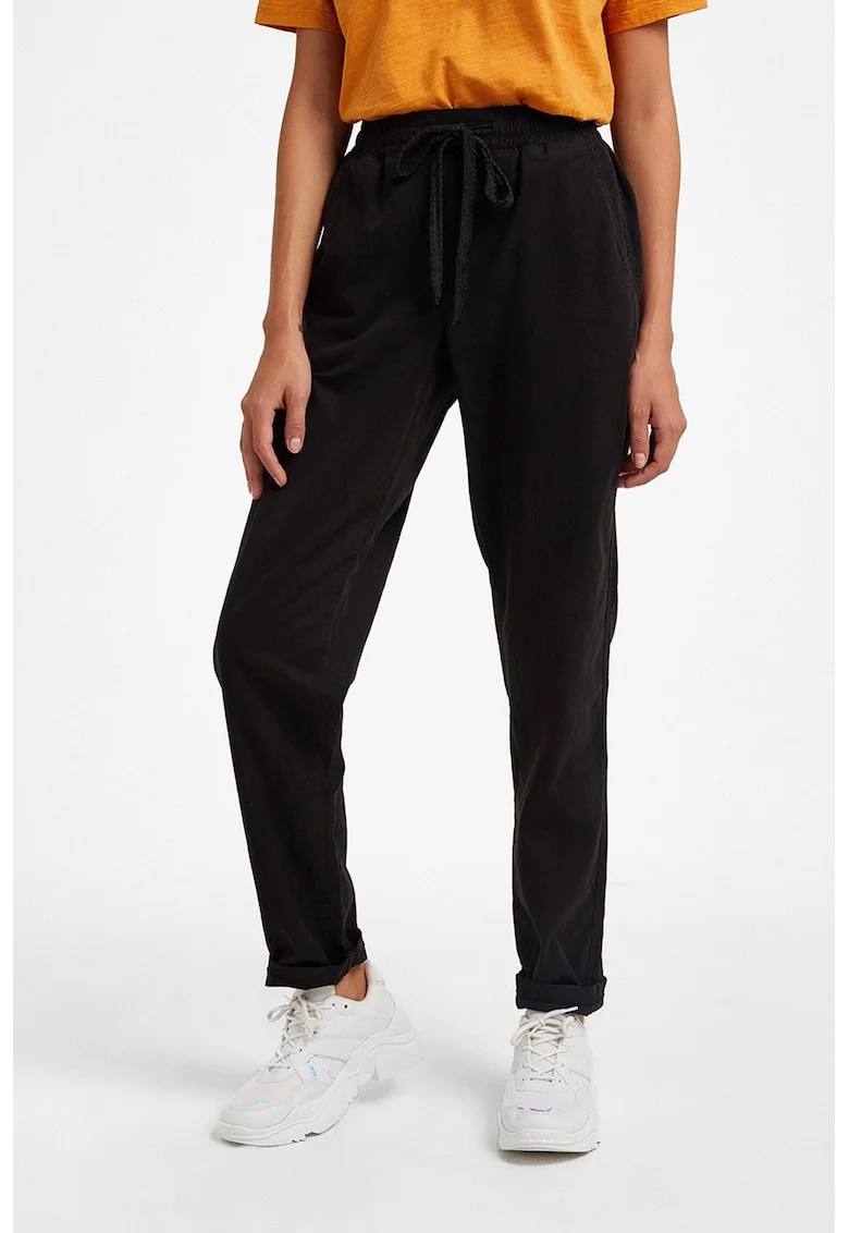Pantaloni jogger din bumbac si lyocell, Negru