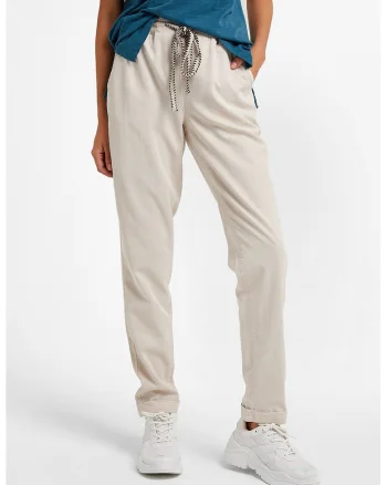 Pantaloni jogger din bumbac si lyocell, Gri deschis