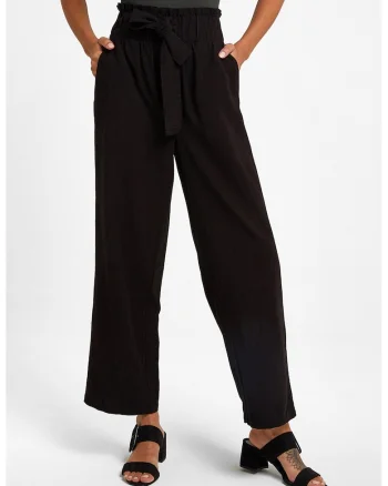 Pantaloni crop cu buzunare laterale, Negru