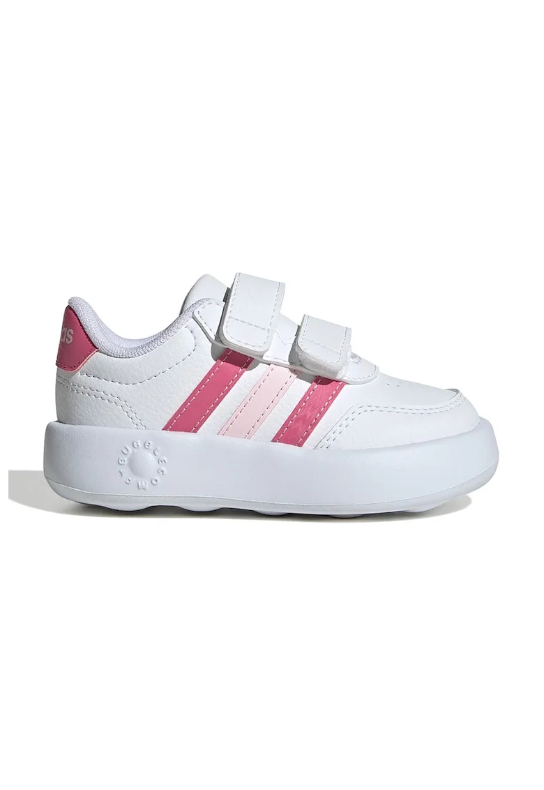 Tenisi Break Net 3.0 din piele ecologica cu velcro, Alb fildes/Roz aprins