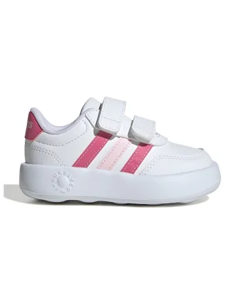 Tenisi Break Net 3.0 din piele ecologica cu velcro, Alb fildes/Roz aprins