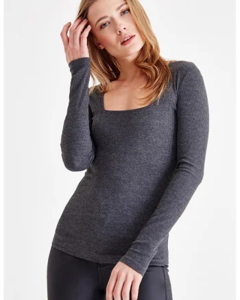 Bluza striata cu model uni, Gri inchis