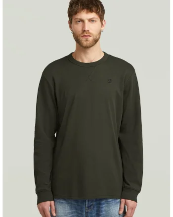 Bluza regular fit cu decolteu la baza gatului, Kaki inchis/Galben mustar