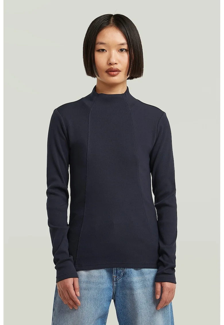 Bluza slim fit din amestec de bumbac organic, Albastru ultramarin