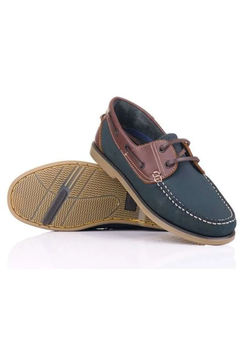 Pantofi boat din piele, Bleumarin