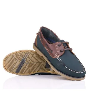Pantofi boat din piele, Bleumarin