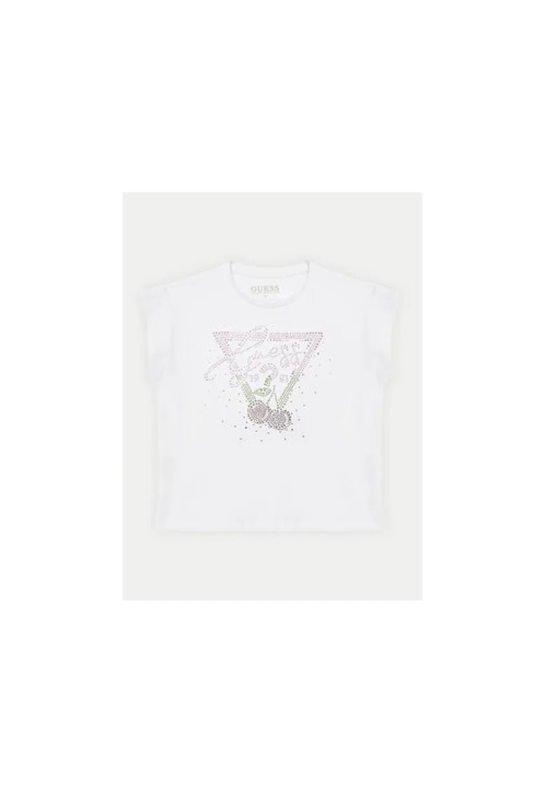 Tricou din amescet de bumbac cu model logo si decolteu la baza gatului