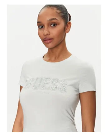 Tricou din amestec de bumbac organic cu decolteu la baza gatului,