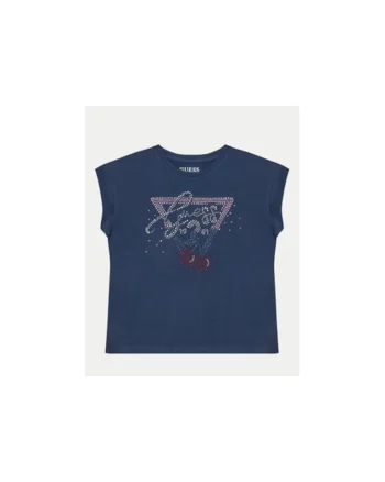 Tricou cu logo din strasuri si decolteu la baza gatului
