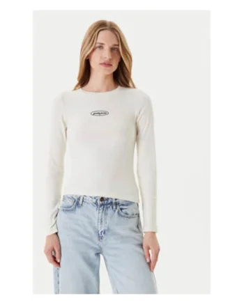 Bluza cu decolteu la baza gatului, Ecru