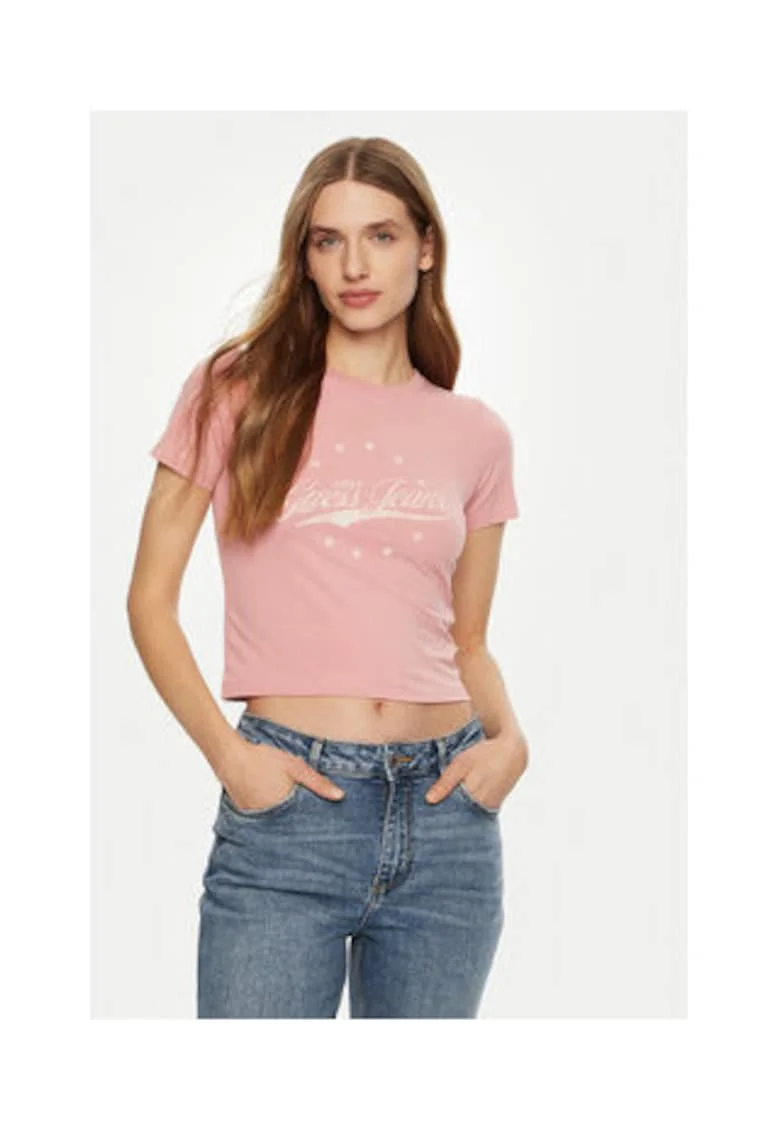 Tricou Din Bumbac Crop Cu Logo