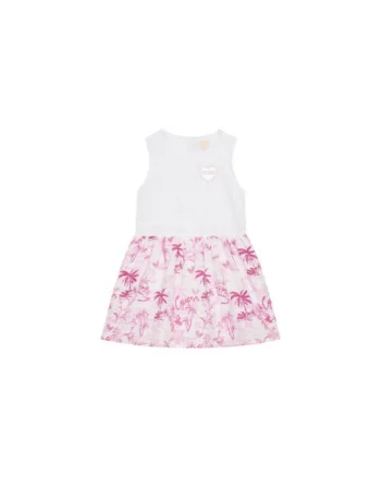 Rochie fara maneci cu imprimeu tropical