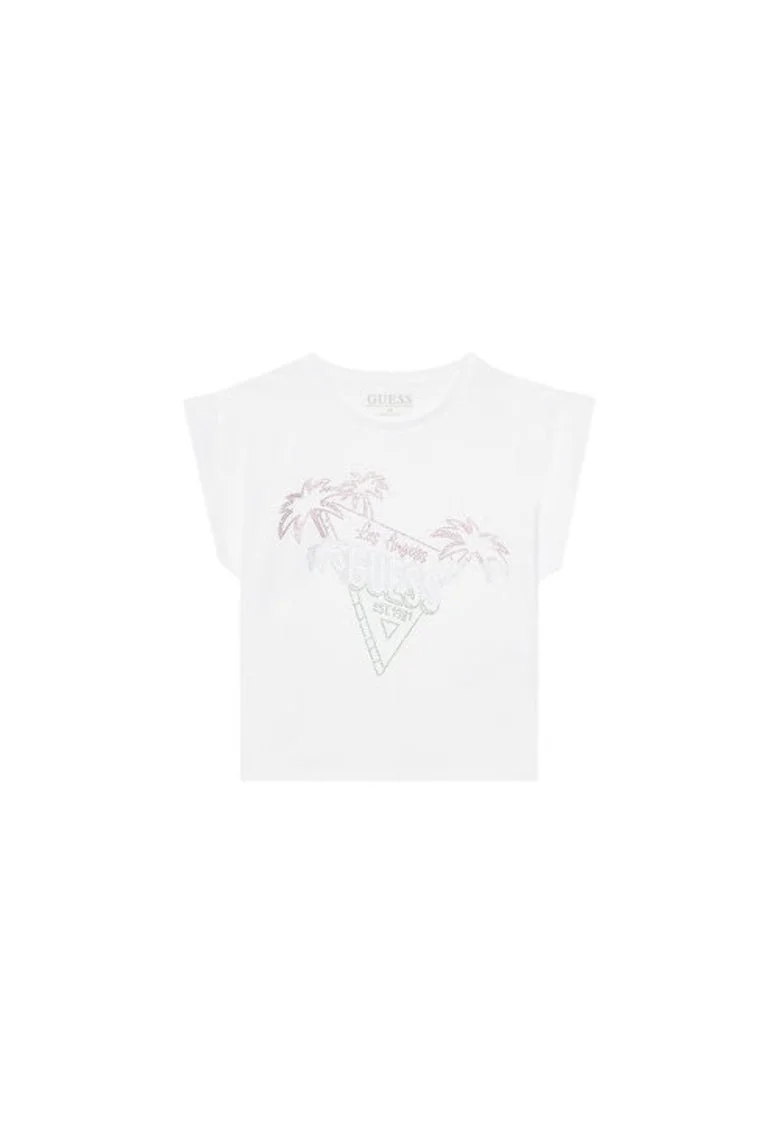 Tricou din bumbac organic cu decolteu rotund si logo