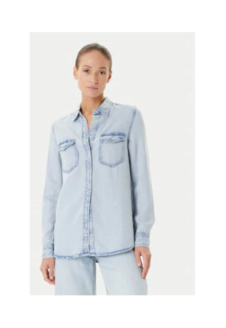 Camasa din lyocell cu aspect din denim
