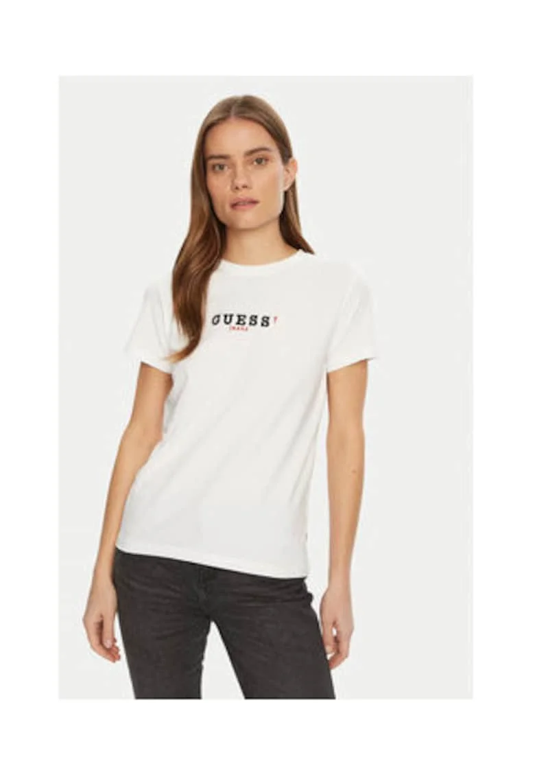 Tricou Din Bumbac Cu Decolteu La Baza Gatului