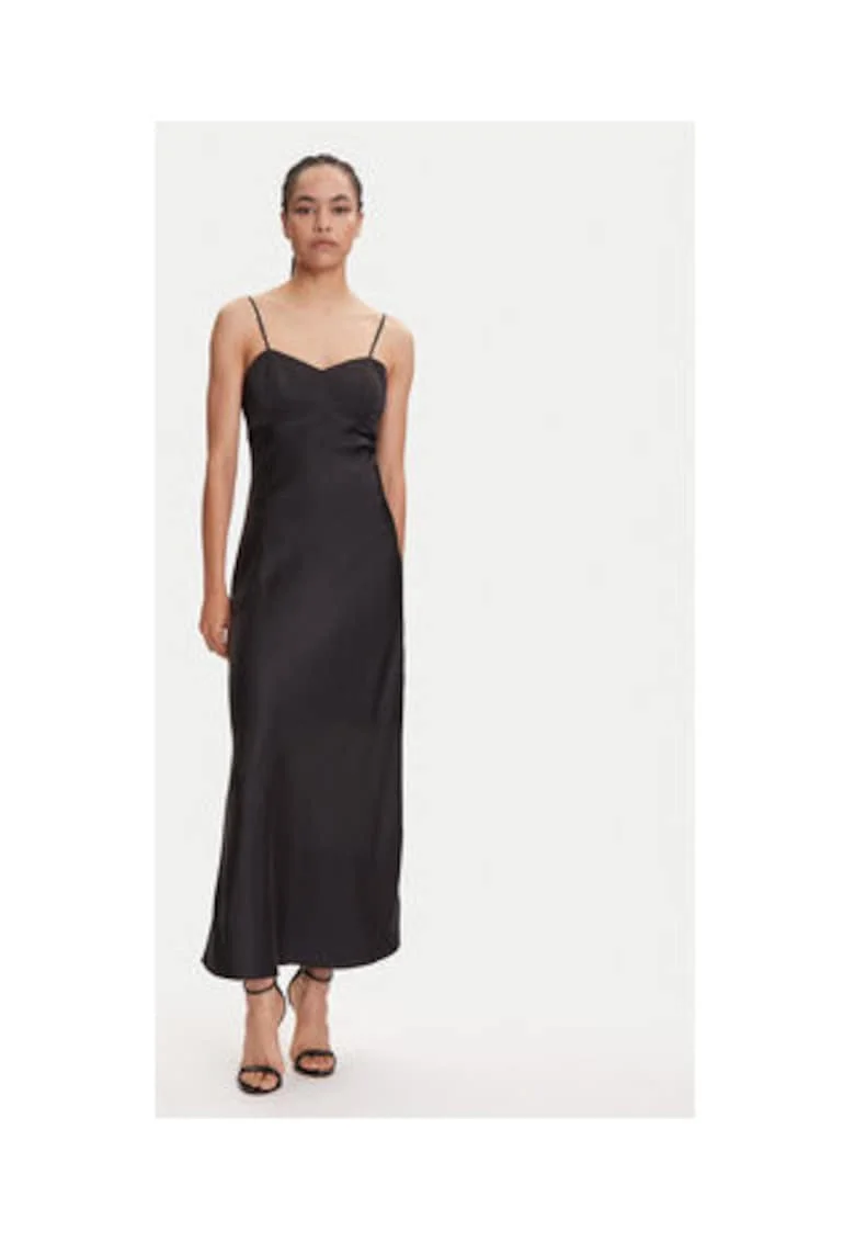 Rochie lunga cu decolteu sweetheart, Negru