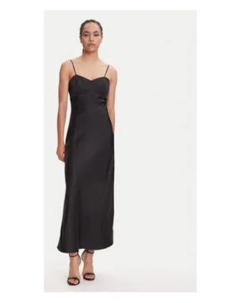Rochie lunga cu decolteu sweetheart, Negru