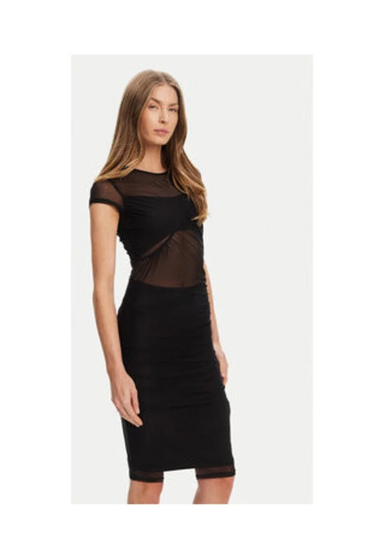 Rochie mini cambrata cu segmente semitrasparente