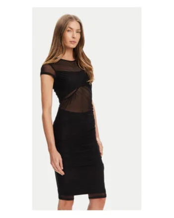 Rochie mini cambrata cu segmente semitrasparente