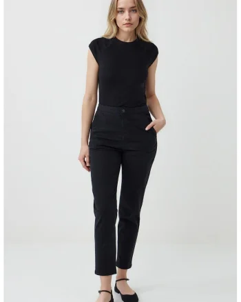 Pantaloni conici cu talie inalta, Negru