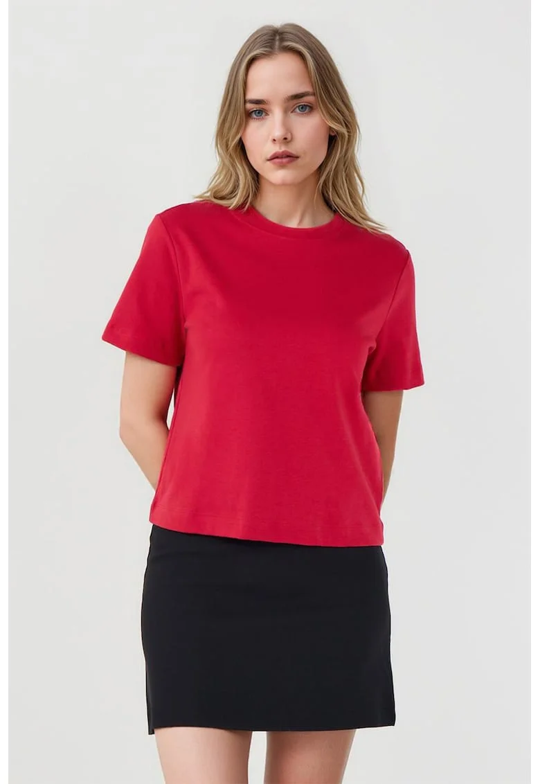 Fusta mini dreapta cu model uni, Negru