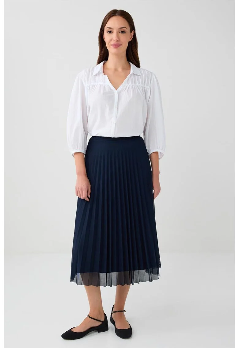 Fusta midi cu pliuri, Bleumarin