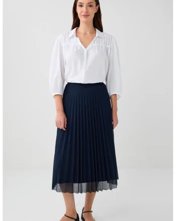 Fusta midi cu pliuri, Bleumarin