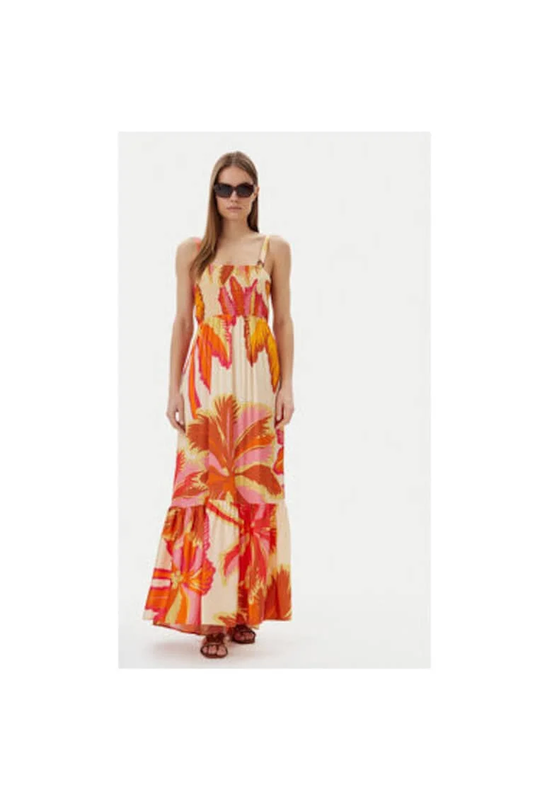 Rochie de vara dama  PT2707CLD001, Viscoza, Portocaliu, Portocaliu