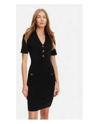 Rochie tricotata cu devolteu in V, Negru