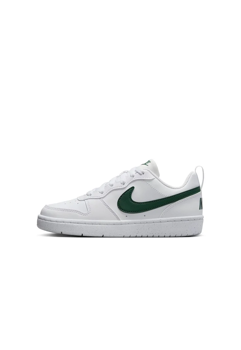Pantofi sport din piele ecologica Court Borough, Alb optic/Verde aquamarin
