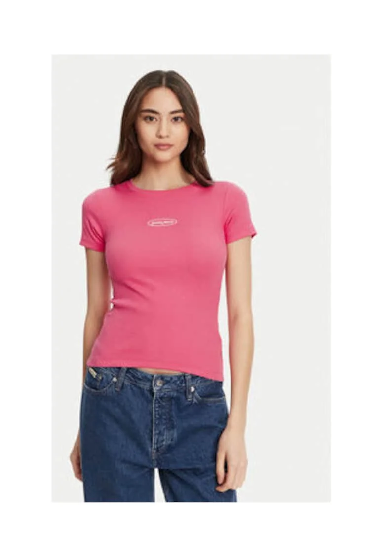 Tricou cu decolteu la baza gatului, Roz