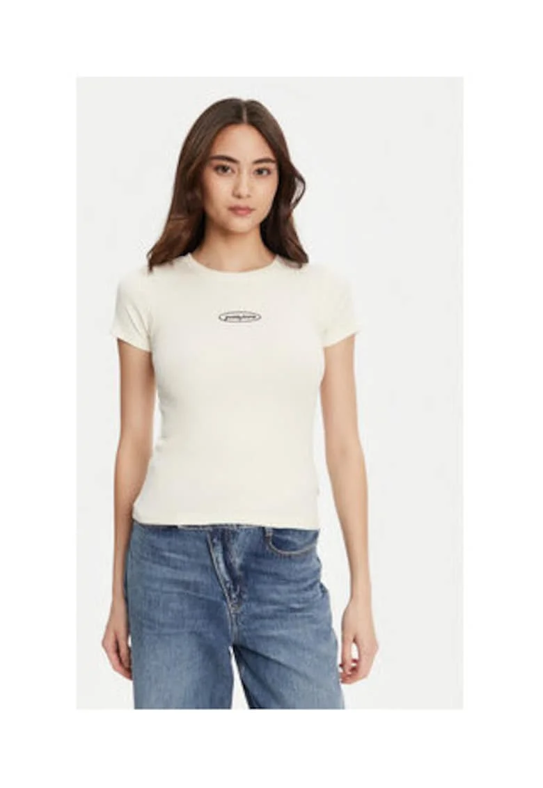 Tricou cu decolteu la baza gatului, Ecru