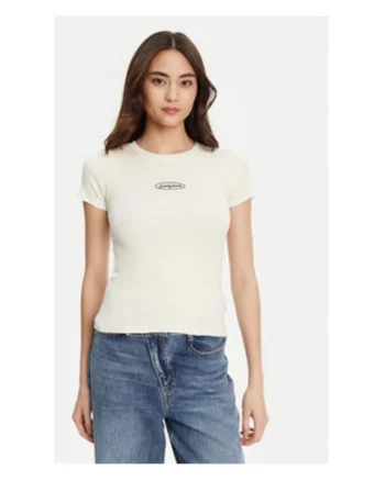 Tricou cu decolteu la baza gatului, Ecru