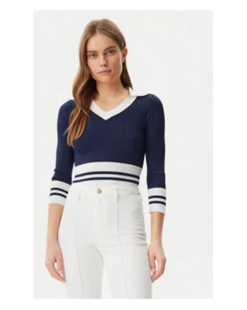 Pulover crop cu maneci medii