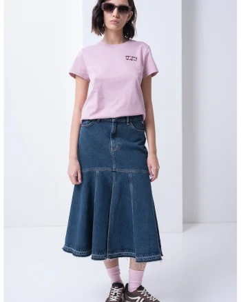 Tricou de bumbac cu decolteu la baza gatului