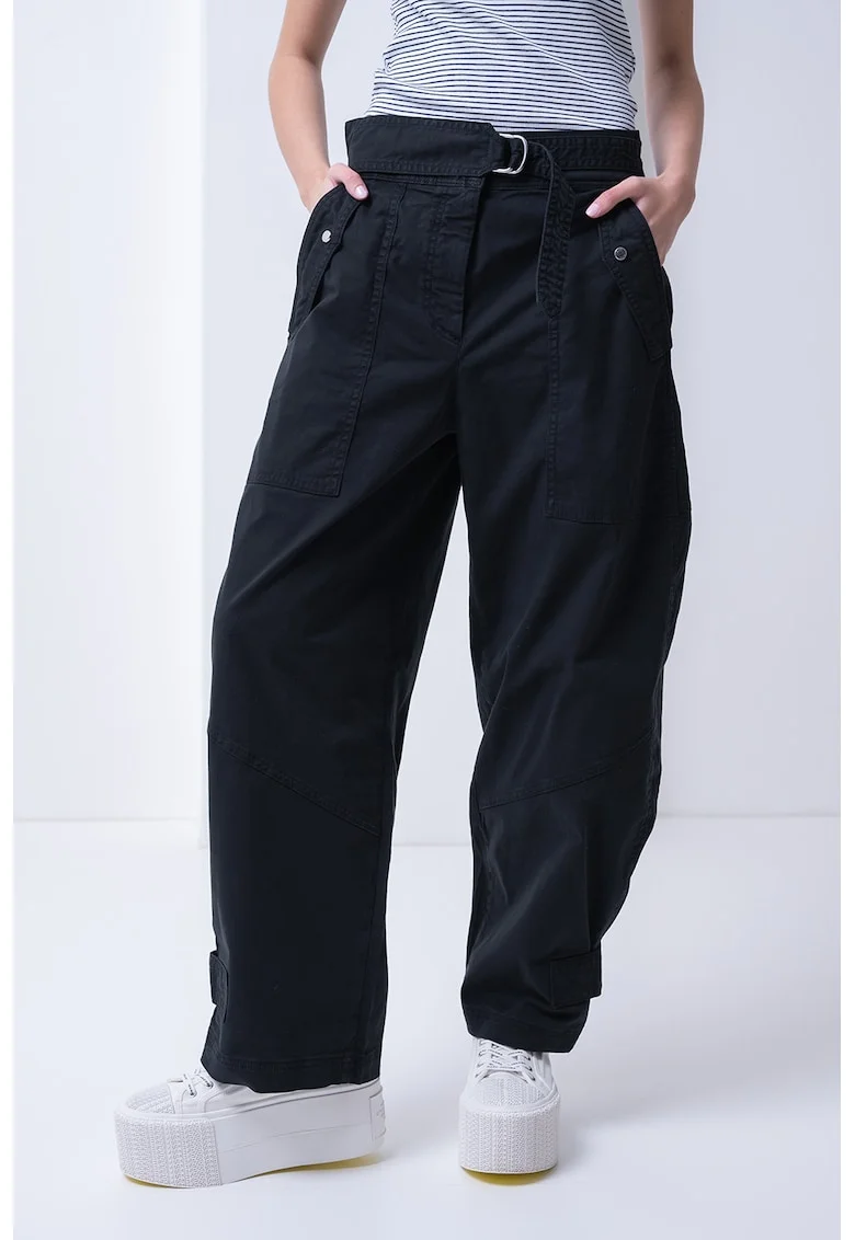 Pantaloni baggy cu buzunare supradimensionate, Negru