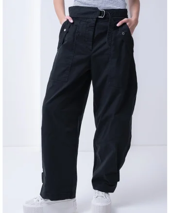 Pantaloni baggy cu buzunare supradimensionate, Negru