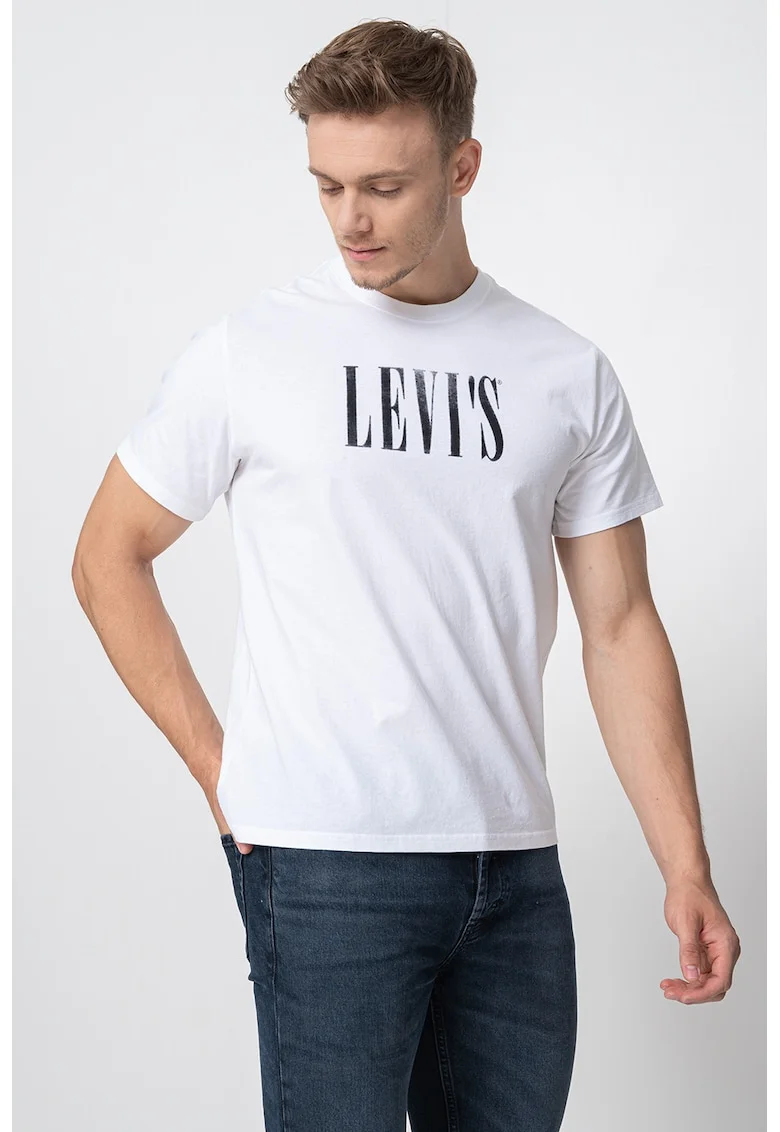 Tricou lejer de bumbac, Alb murdar/Gri inchis