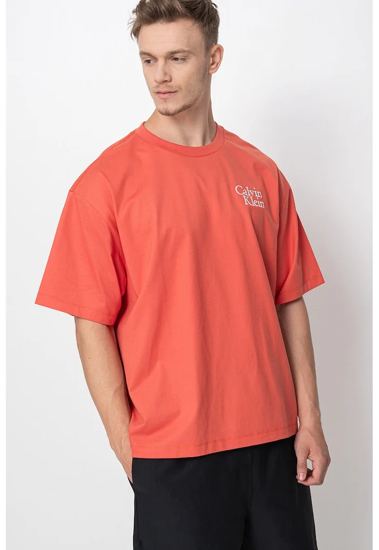 Tricou cu imprimeu logo, Portocaliu stins