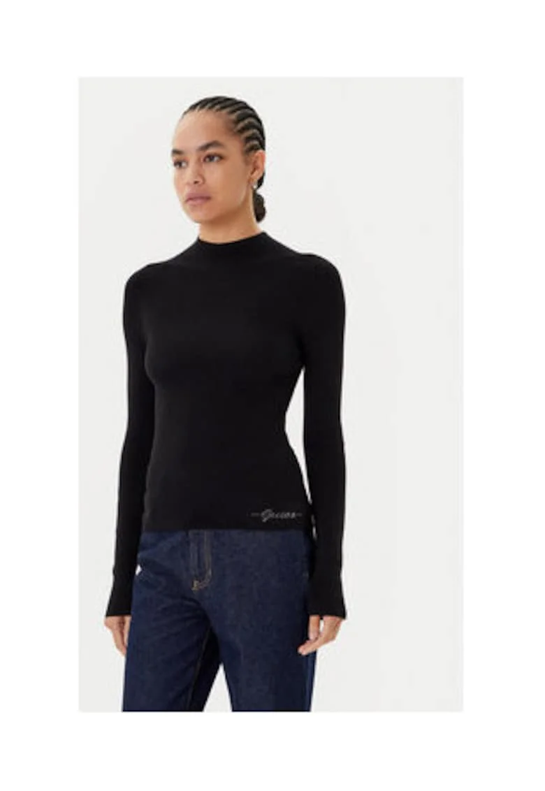 Pulover elastic din amestec de acril cu guler inalt