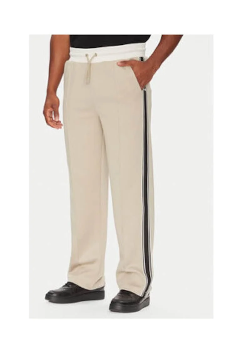 Pantaloni de trening cu imprimeu logo si snur
