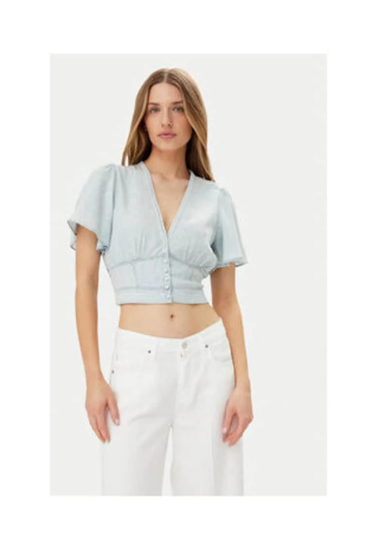 Tricou crop din amestec de lyocell
